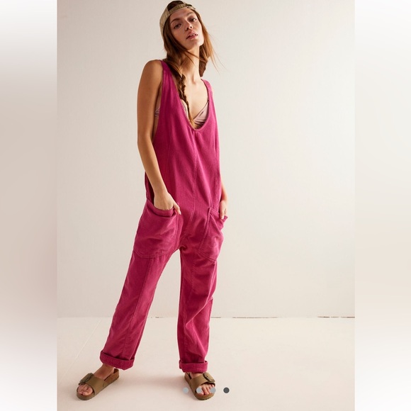 Free People Pants - We The Free High Roller Cord Jumpsuit in Pink Size XS